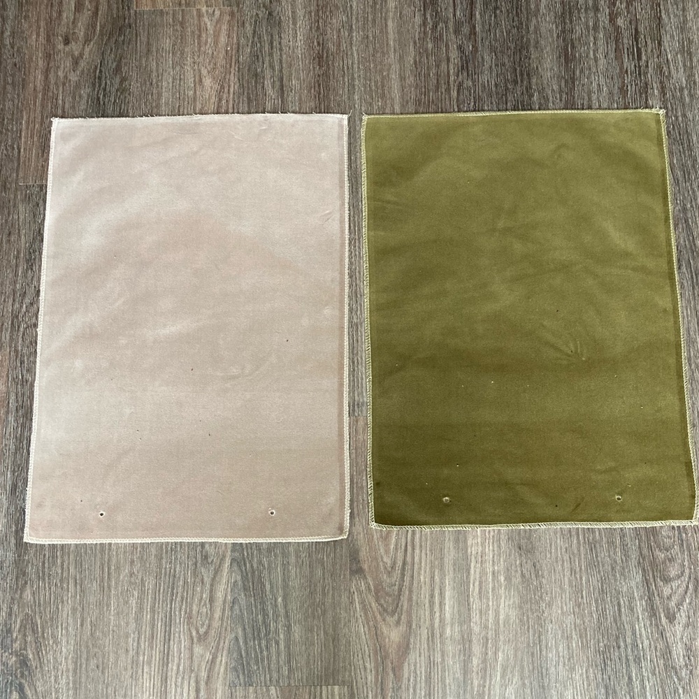 2pc Timothy Oulton Large Cotton Velvet Swatches - Olive & Beige